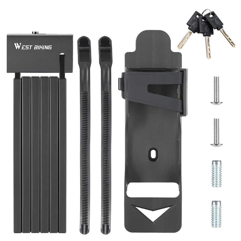 WEST BIKING Foldable Bike Lock – Heavy Duty Anti-Theft Chain Cable Padlock with 3 Keys for Bicycle & Motorcycle Security