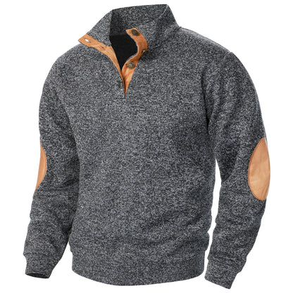 Men's Stand Collar Knit Sweater - Autumn Winter Long Sleeve Casual Knitted Pullover Top