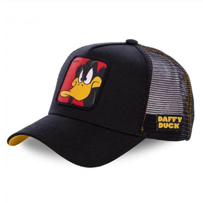 Anime Cartoon Embroidered Baseball Cap - Unisex Mesh Trucker Hat with Patch Design for Men & Women Summer Sunwear