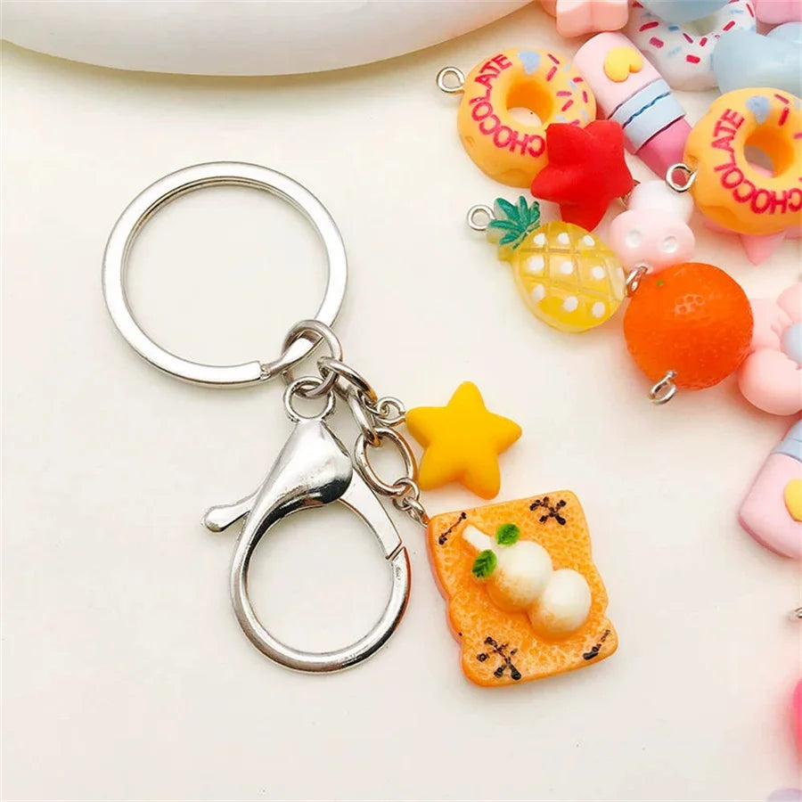 10/20PCS Mixed Color Resin Pendants – Perforated Fruit & Animal Charms for Keychains, Bracelets & DIY Accessories