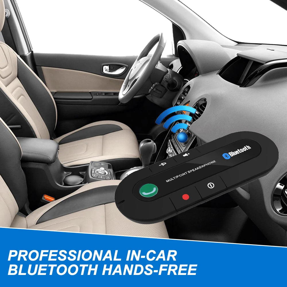 Bluetooth Handsfree Car Kit Speaker with Sun Visor Clip – Wireless Stereo MP3 Audio Receiver & Speakerphone