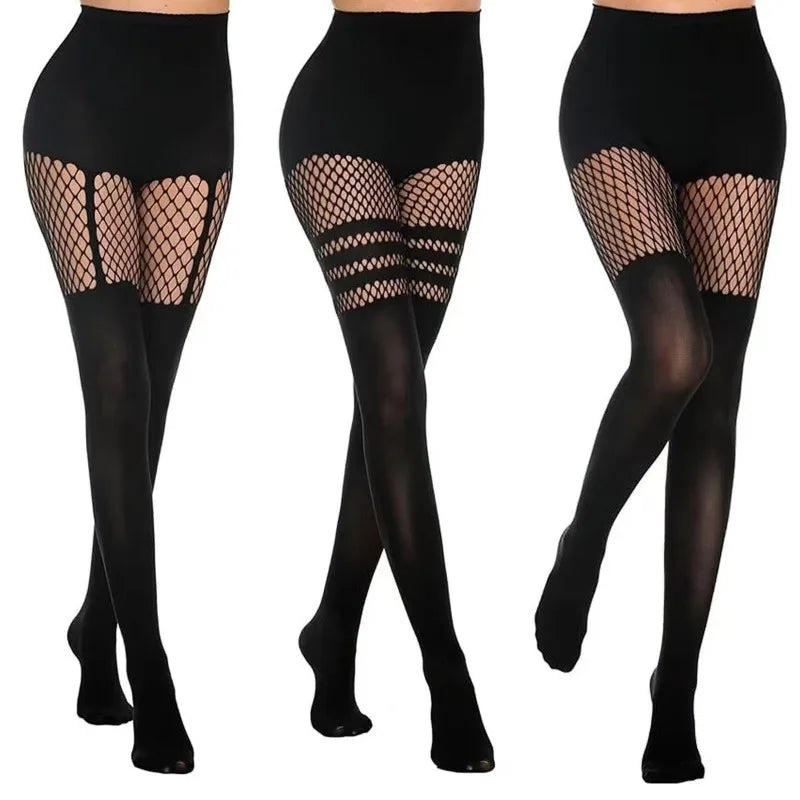 Women’s Fishnet Thigh High Stockings, Sexy Sheer Web Pantyhose Lingerie Tights, Stretch Fish Net Splice Hosiery Fashion Stockings