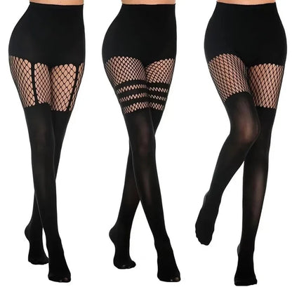 Women’s Fishnet Thigh High Stockings, Sexy Sheer Web Pantyhose Lingerie Tights, Stretch Fish Net Splice Hosiery Fashion Stockings