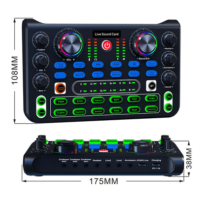 X60 Voice Changer Sound Card – Sound Mixer Board with Multiple Effects for Live Streaming & Music Recording