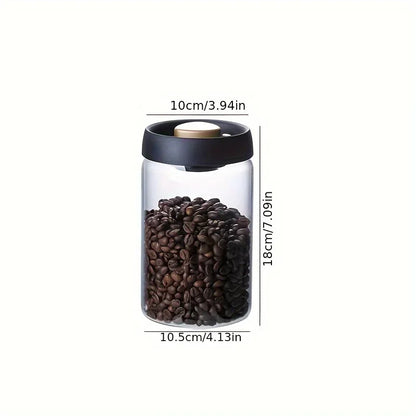 Coffee Bean Vacuum Sealed Glass Jar — Light-Proof, Airtight Container for Food, Grains, Candy & Moisture-Proof Storage