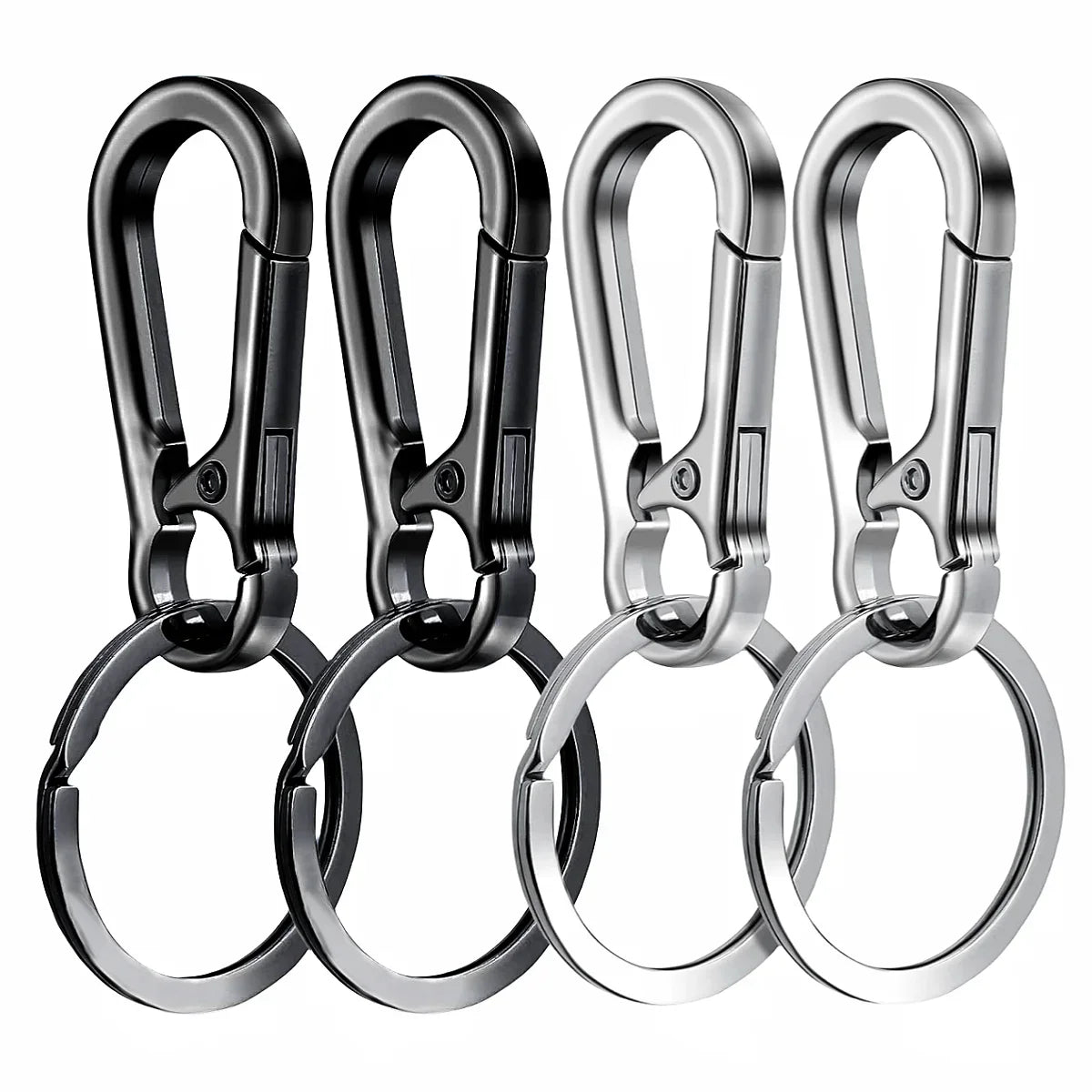 4PCS Metal Carabiner Keychain Clips - Portable Key Ring Holder Organizer for Car Keys & EDC Gear