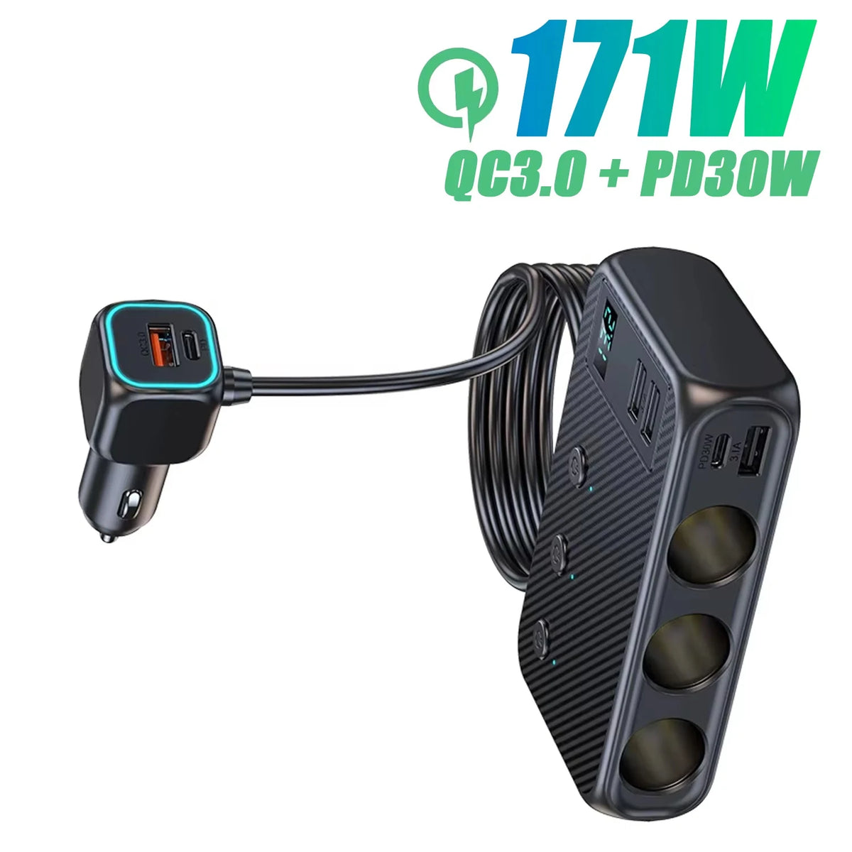 Car Cigarette Lighter USB Charger Splitter - 35W PD & QC3.0 Multi-Port 12V/24V Car Power Adapter with USB-C