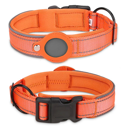 Reflective Padded AirTag Dog Collar – Integrated AirTag Holder for Small, Medium & Large Dogs