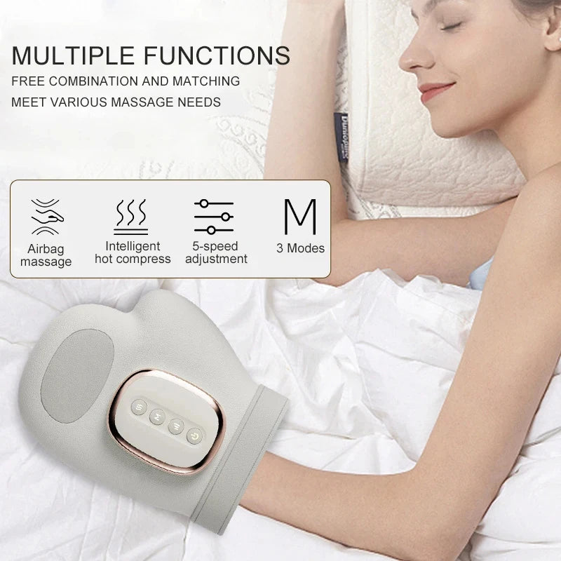 Electric Hand Massager Gloves - Portable Air Compression, Vibration and Heat Therapy for Hands, Fingers and Wrists
