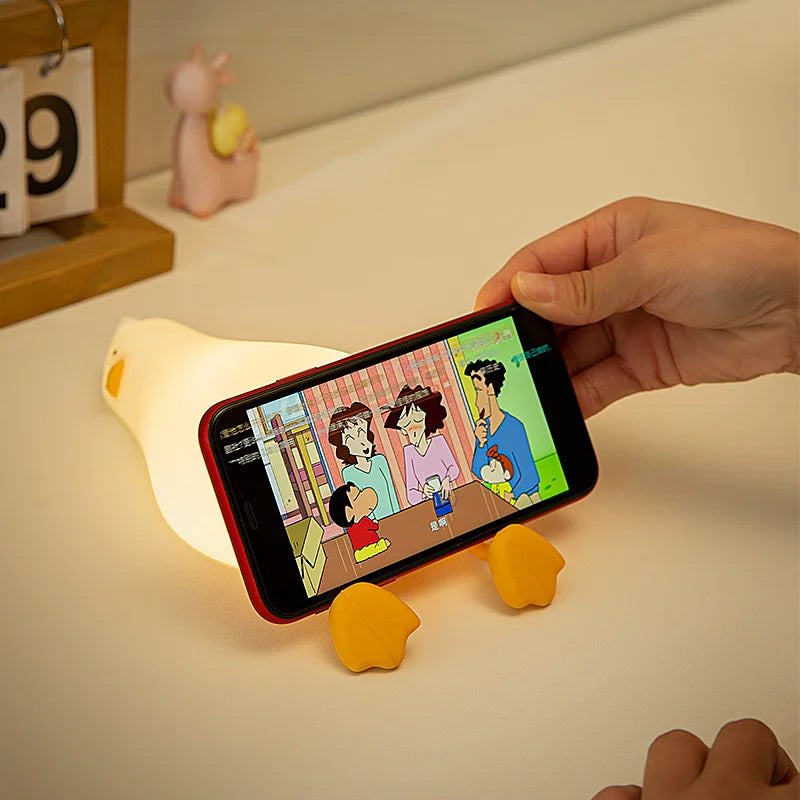 Duck LED Night Light – Rechargeable Pat Silicone Lamp, Cute Cartoon Bedside Nightlight for Kids, Home Decor & Birthday Gift