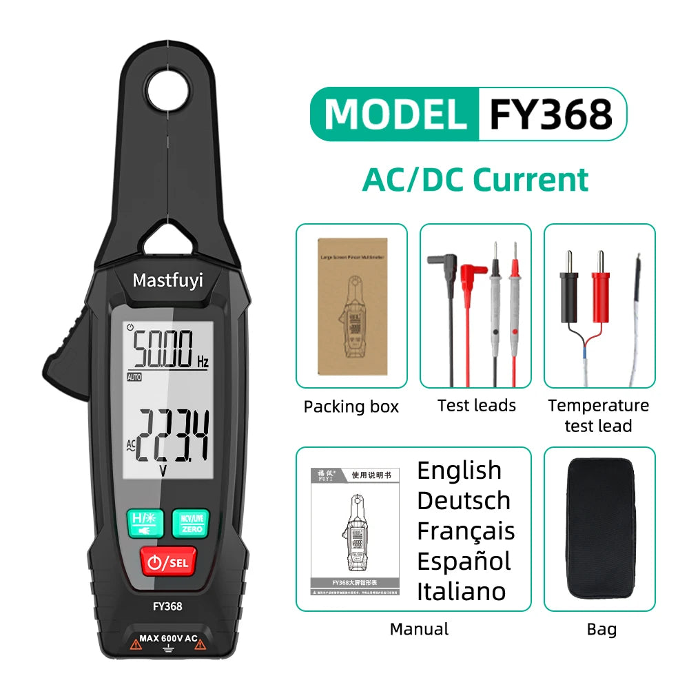 MASTFUYI Digital Clamp Meter - 1mA High-Precision True RMS AC/DC Ammeter for Electrical & Automotive Testing