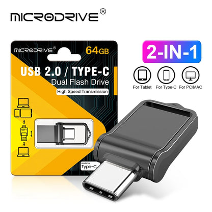 OTG Type-C Pen Drive – Mini Metal USB Memory Stick 32GB to 128GB for Smartphones & Huawei