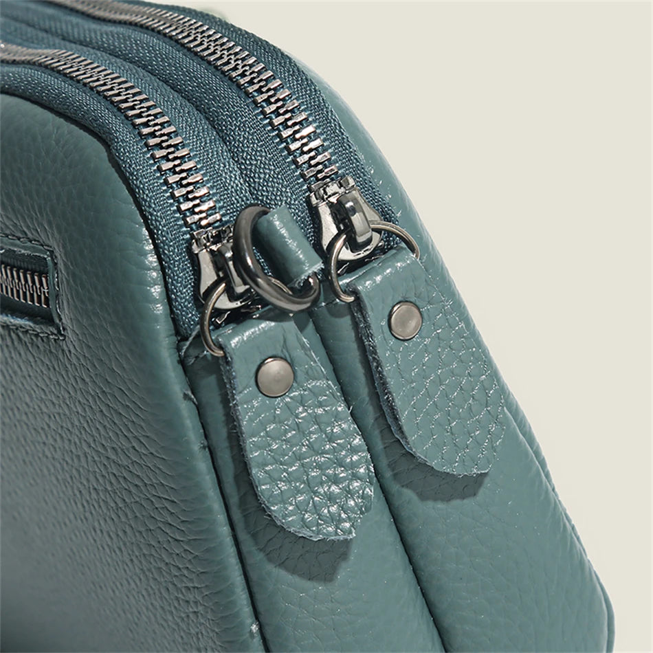 Luxury Genuine Leather Women's Crossbody Bag – Solid Color Shoulder Bag, Clutch & Messenger Purse