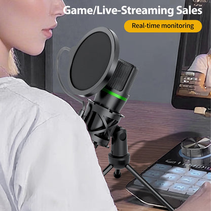 USB Condenser Microphone - Professional RGB Streaming Mic for PC, Laptop, Gaming, Podcast & Live Recording
