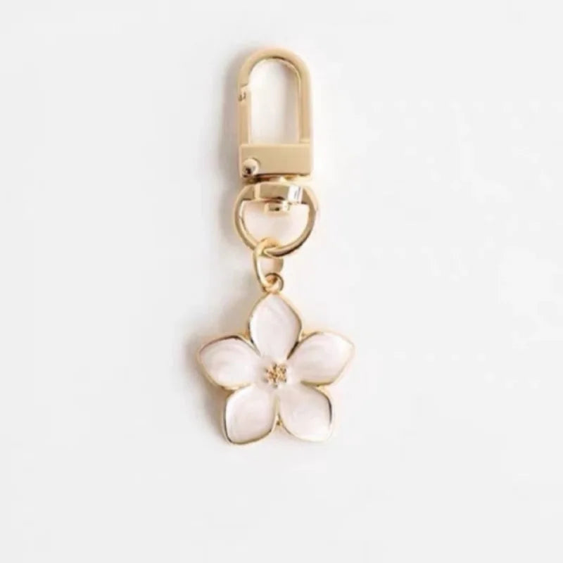 White Pear Blossom Keychain — Cute Couple Matching Keyrings & Boutique Accessories