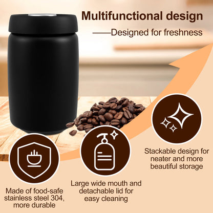1200ml Stainless Steel Coffee Bean Storage — Vacuum Sealed, Airtight & Moisture-Proof Kitchen Container to Keep Food Fresh