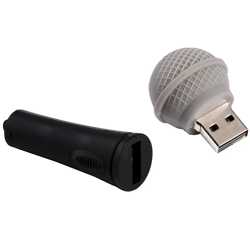 Microphone USB Flash Drive – 16/32/64GB Memory Stick, Creative Mic Speaker Pendrive Gift