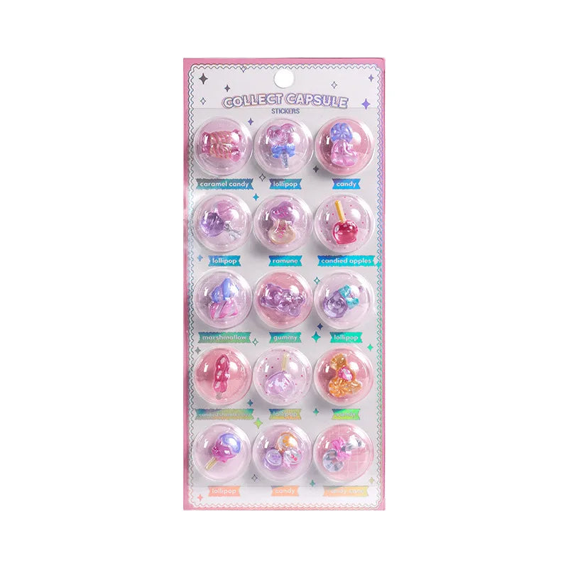 3D Capsule Glue Stickers – Kawaii DIY Diary, Mobile Phone & Camera Decoration, Cute Relief Stickers