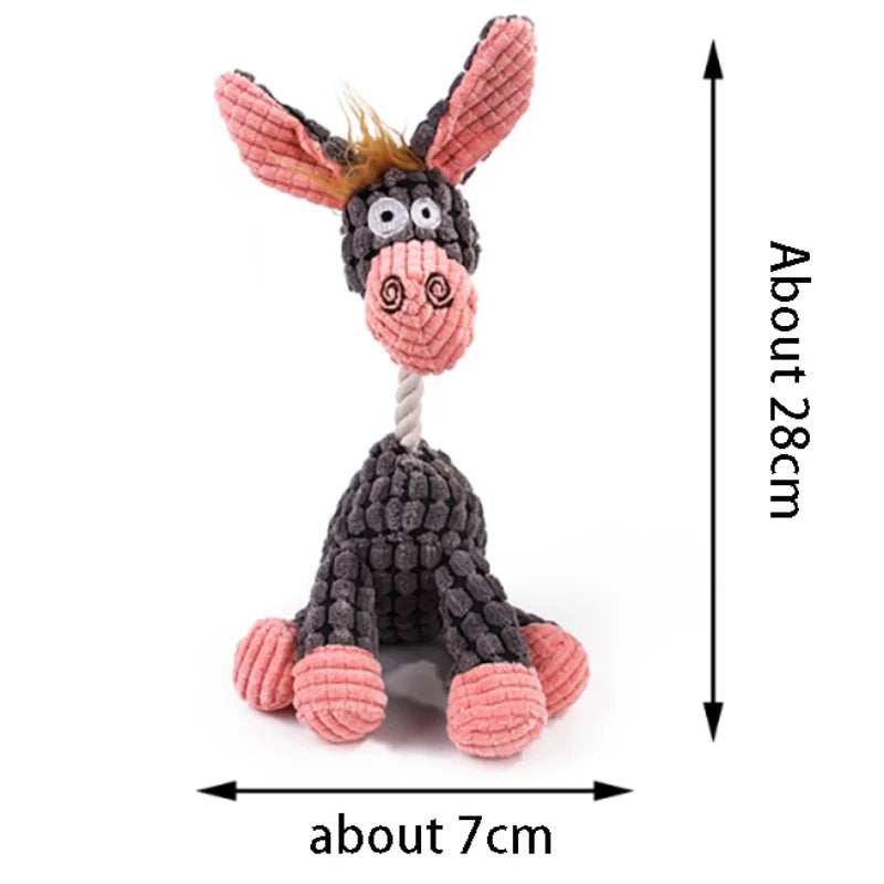Plush Squeaky Dog Toy - Cute Donkey Teething & Interactive Training Toy for Small Dogs