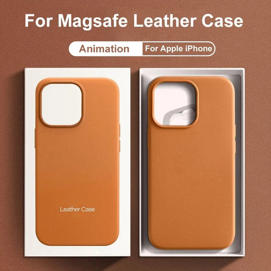 iPhone MagSafe Leather Case - Original Animated Cover for iPhone 13/14/15/16 Pro Max with Magnetic Wireless Charging Support