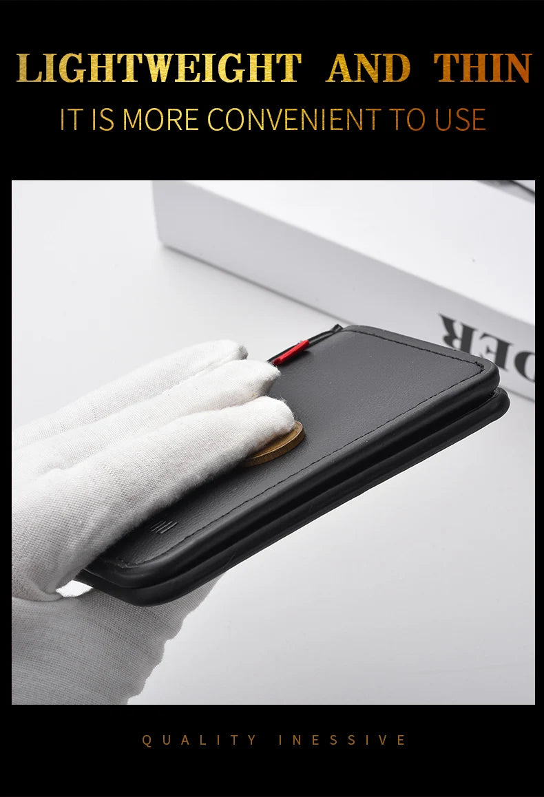 Ultra-Thin Mini PU Leather Credit Card Wallet – High-Quality Vertical Men’s Wallet Holder