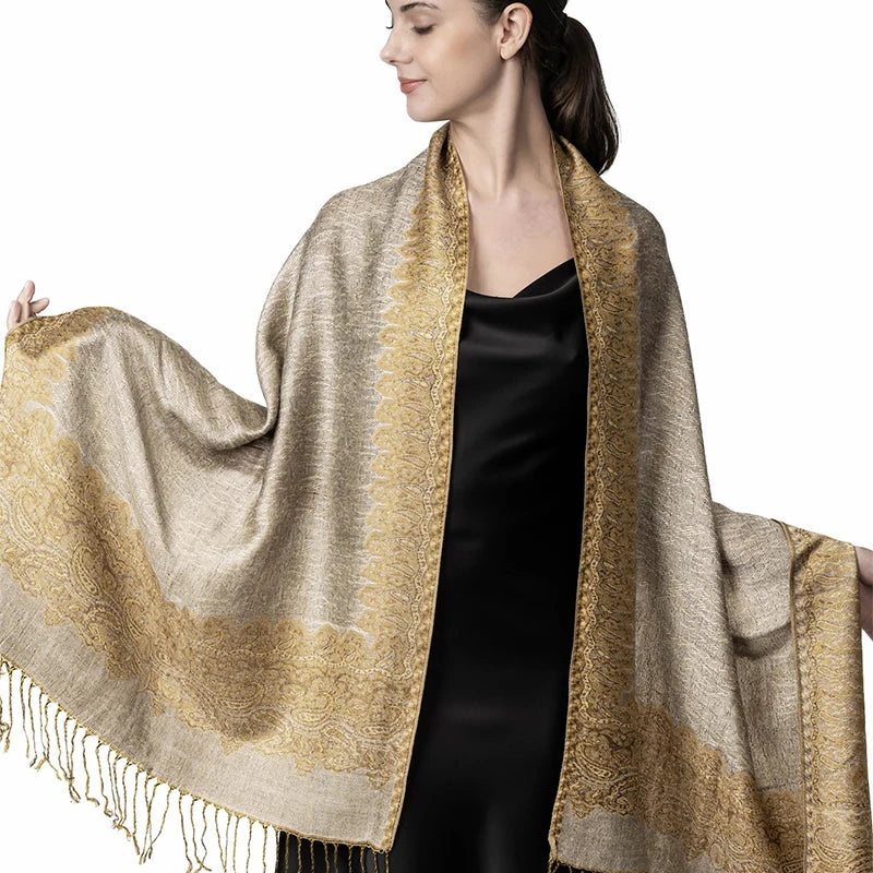Luxury Autumn Cashmere Pashmina Shawl – Warm Winter Scarves for Women, Printed Cotton Foulard Stole Scarf 2023