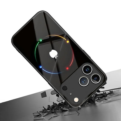 Colorful Halo Apple Pattern Tempered Glass Phone Case - iPhone 17/16/15/14/13/12/11 Pro Max & More