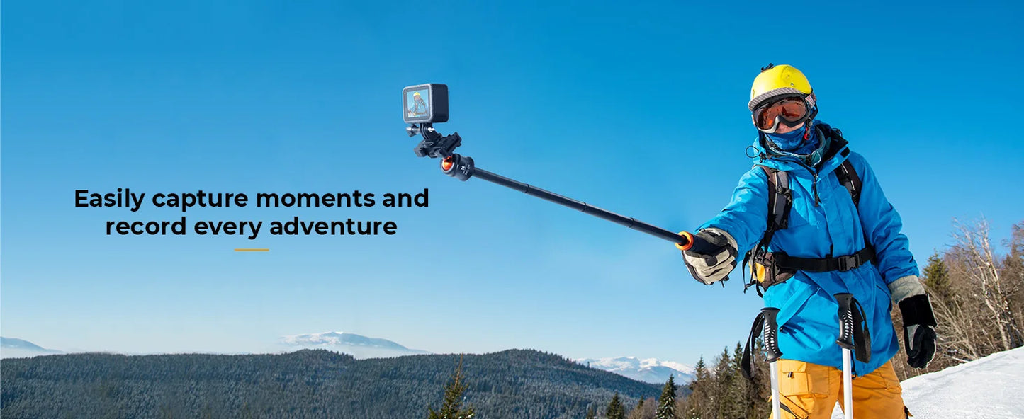 K&F Concept MS08 62'' Phone Tripod – 1.58m Selfie Stick with Bluetooth Remote & GoPro Adapter (Black & Orange)