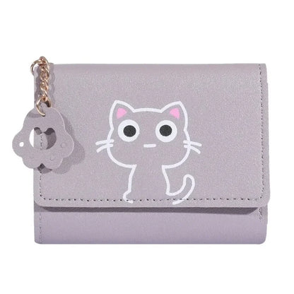 2023 New Cat-Themed Mini Wallet for Women - Cute and Fashionable Short Fold Design with Personalized Student Style