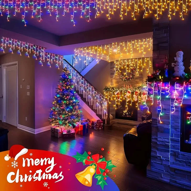 162/96 LED Solar Icicle Christmas Lights – Outdoor Waterproof Fairy Lights with 8 Modes for Home, Party & Holiday Decoration