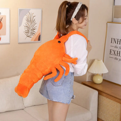 50/65cm Orange Lobster Plush Toy – Marine Animal Stuffed Crayfish Doll, Soothing Kids’ Gift & Christmas Decoration