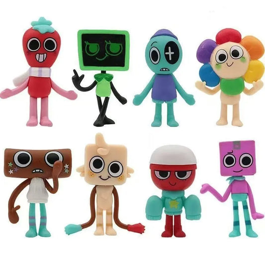 8pcs Dandy World Action Figures Set – 6–8cm Sunflower Lily Magician Game Collectible Dolls