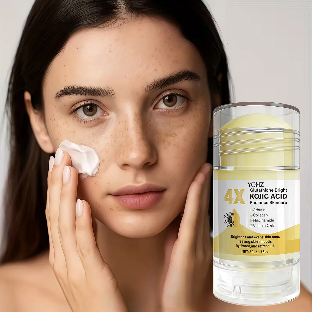 50g Kojic Acid Brightening Cream Stick - Moisturizing Day and Night Skincare for Even-Looking Skin Tone and Dark Spot Care