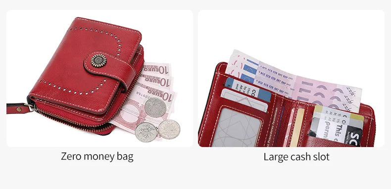 Retro Hollow-Out Short Purse for Women – Multi-Card Zipper Wallet, European & American Fashion Design