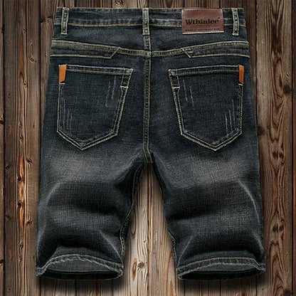 Men's Denim Shorts - 2026 Summer Stretch Slim Straight Jean Shorts in Dark Blue
