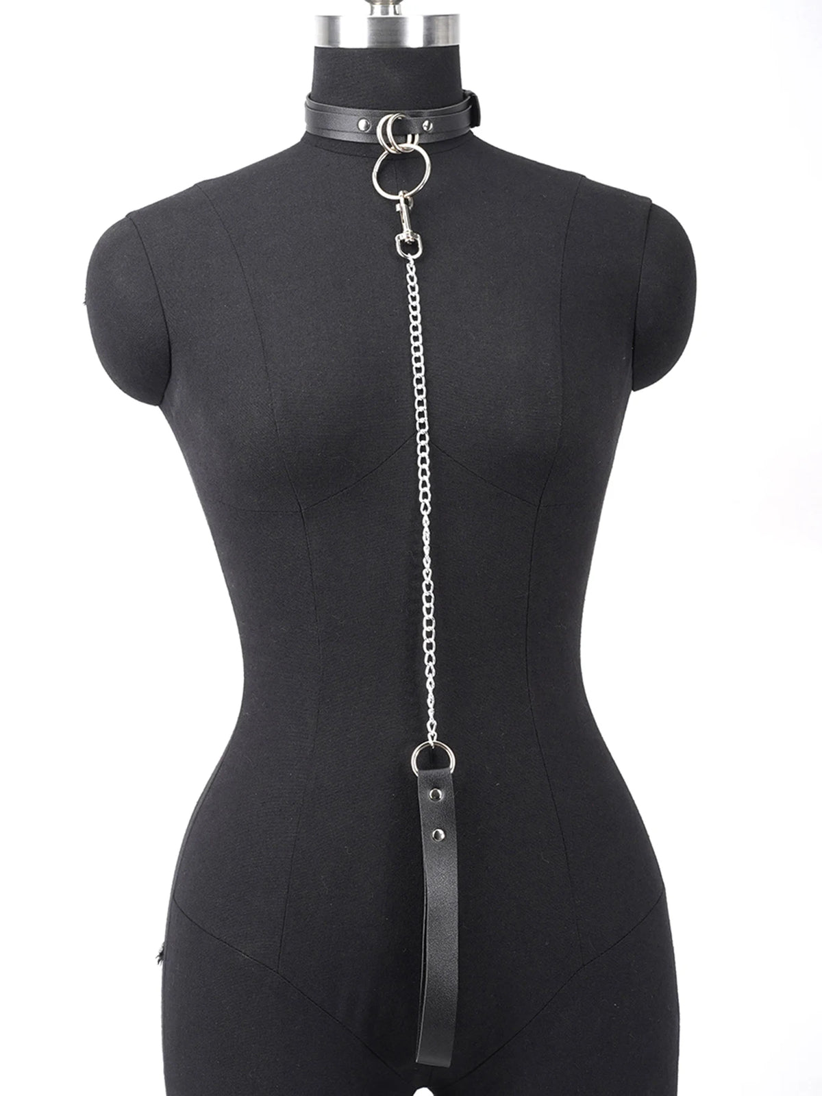 Women's PU Leather Collar with Leash Chain - Adjustable Detachable Choker for Parties & Costume Accessories