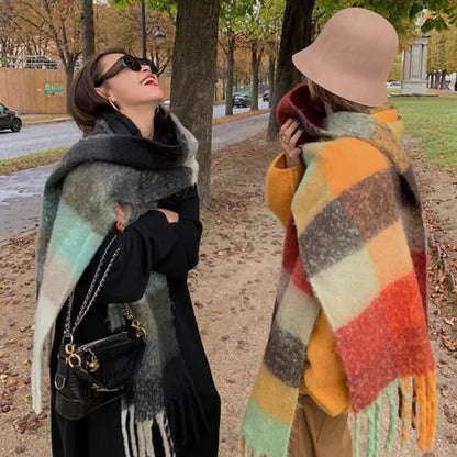 Plush Cashmere Winter Scarf: Luxurious Women's Shawl & Wrap with Long Tassel - Elegant Pashmina Neckerchief for Extra Warmth
