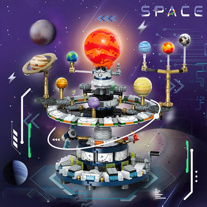 Rotating Solar System Building Blocks Set – Interstellar Space Science Educational Assemble Bricks Toy Gift