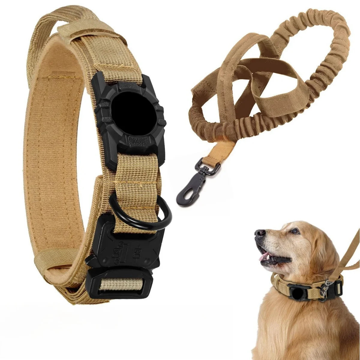 Adjustable Nylon AirTag Dog Collar with Metal Buckle – Anti-Lost Tactical Pet Tracking Accessory