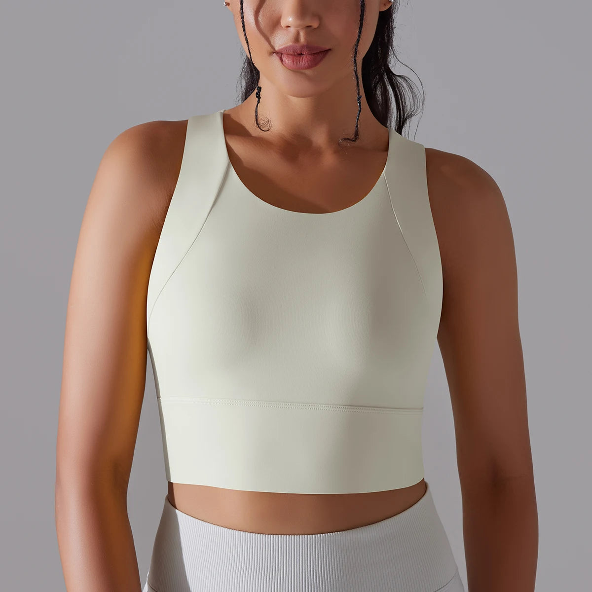 Women's Nylon Sports Bra – Elastic Yoga Crop Top, Stretch Gym Fitness Bra for Training & Activewear