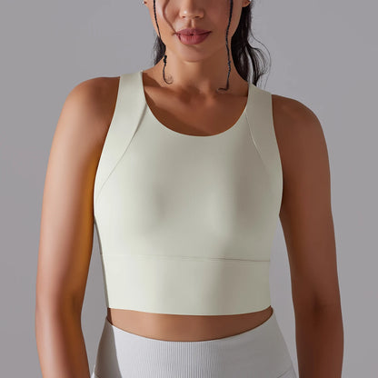 Women's Nylon Sports Bra – Elastic Yoga Crop Top, Stretch Gym Fitness Bra for Training & Activewear