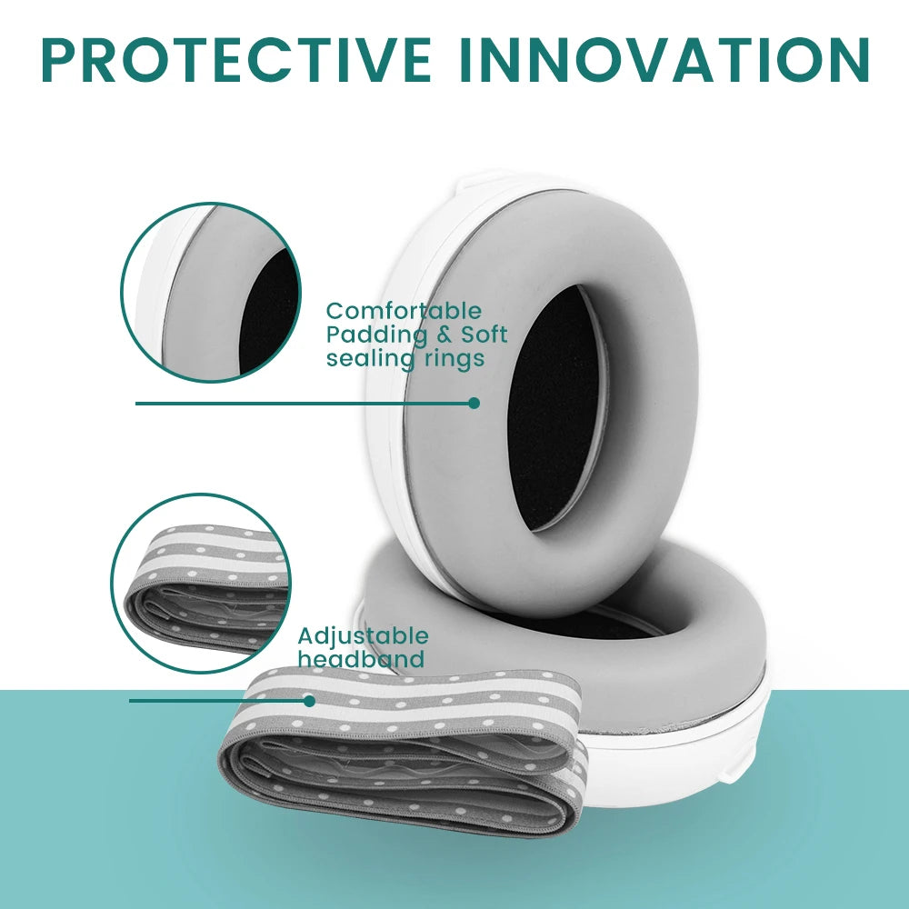 Baby Noise-Reducing Earmuffs - Infant Ear Protection with Soft Elastic Headband for Flights and Noisy Environments