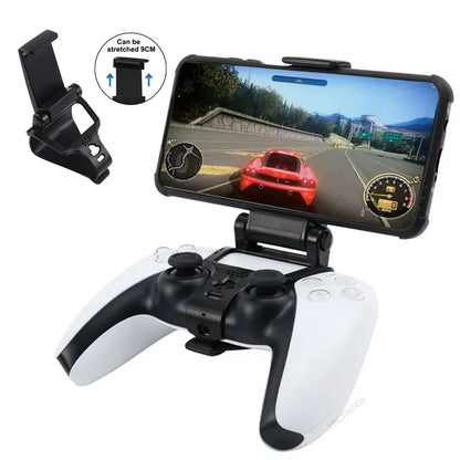 PS5 Controller Mobile Stand - Cellphone Bracket Mount Hand Grip for PlayStation 5 Gamepad, Compatible with Samsung S9 S8 Clip Holder