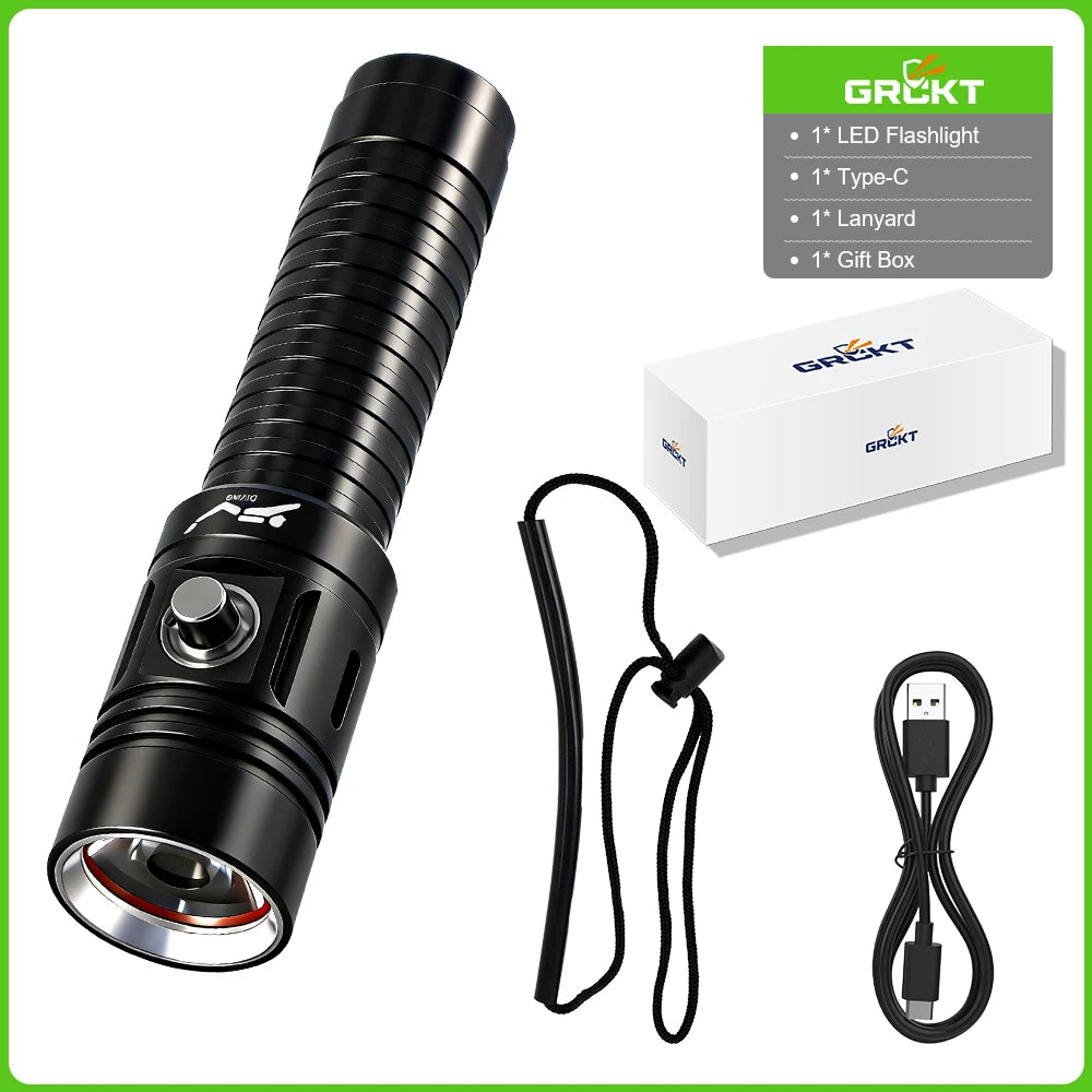 2026 Dive Flashlight - IPX8 Waterproof Rechargeable 18650 LED Scuba Diving Torch with 50M Range
