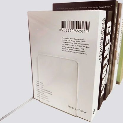 Transparent Acrylic Bookends – Decorative Desktop Storage Rack, Book Holder Organizer for School and Office