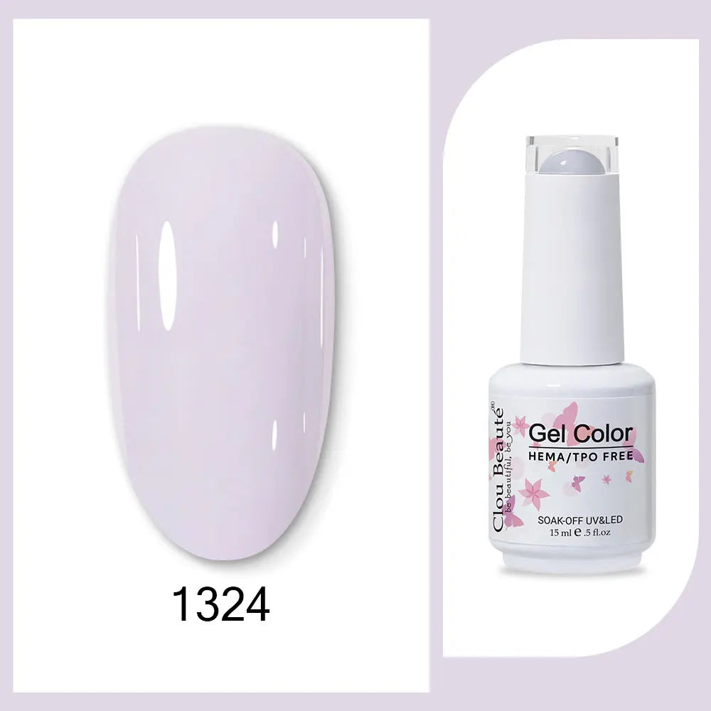 Clou Beaute 15ml Gel Nail Polish Set – Red Black White Green Neon UV Soak-Off Semi-Permanent Nail Varnish Base & Velvet Top Coat