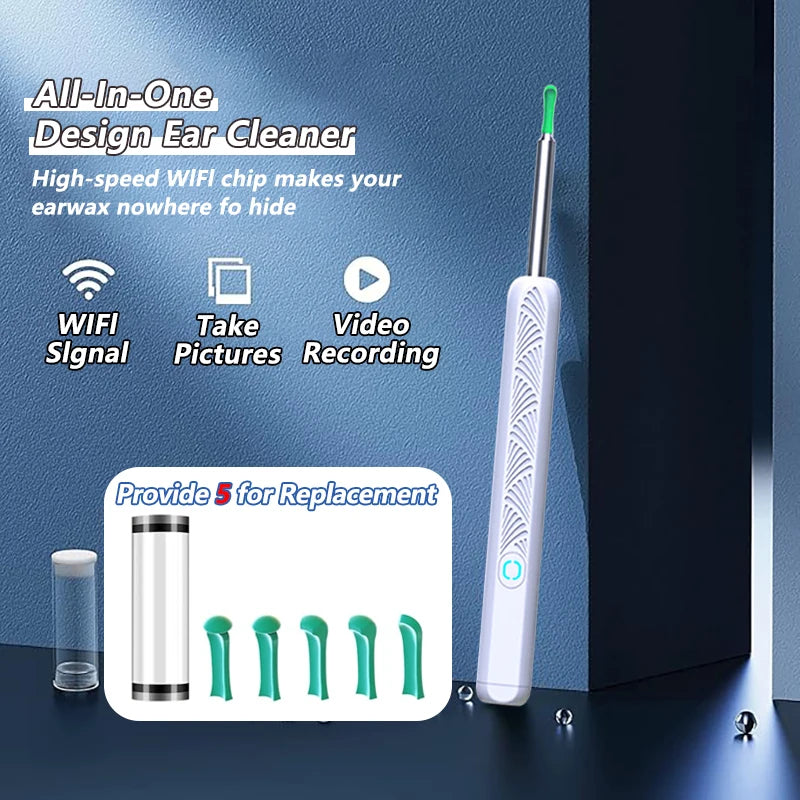 Wireless Ear Cleaner with Camera – USB-C Rechargeable Otoscope Earpick, Wax Removal Endoscope Tool with Mini Camera