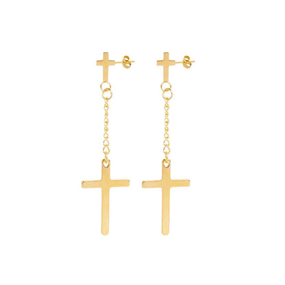 Gold Cross Huggie Hoop Earrings - Minimalist Dangle Charm Jewelry for Men & Women