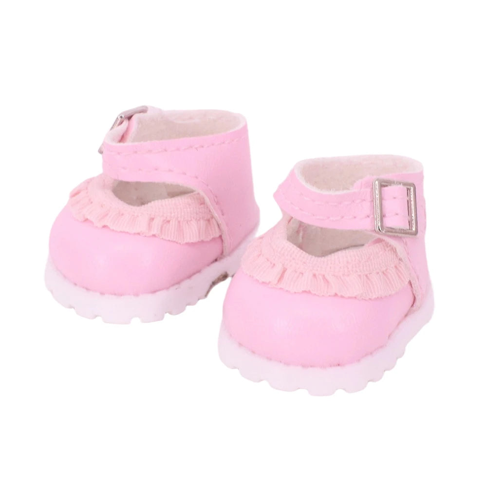 3.8cm Solid Color Lace-Up Canvas Shoes – PU Doll Shoes for 17cm Labubu Doll Clothes & Accessories Gift