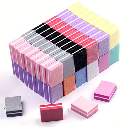 50Pcs Professional Nail Buffer Files – 100/180 Grit Mini Sandpaper Manicure Tools for Nail Shaping, Polishing & Care Accessories